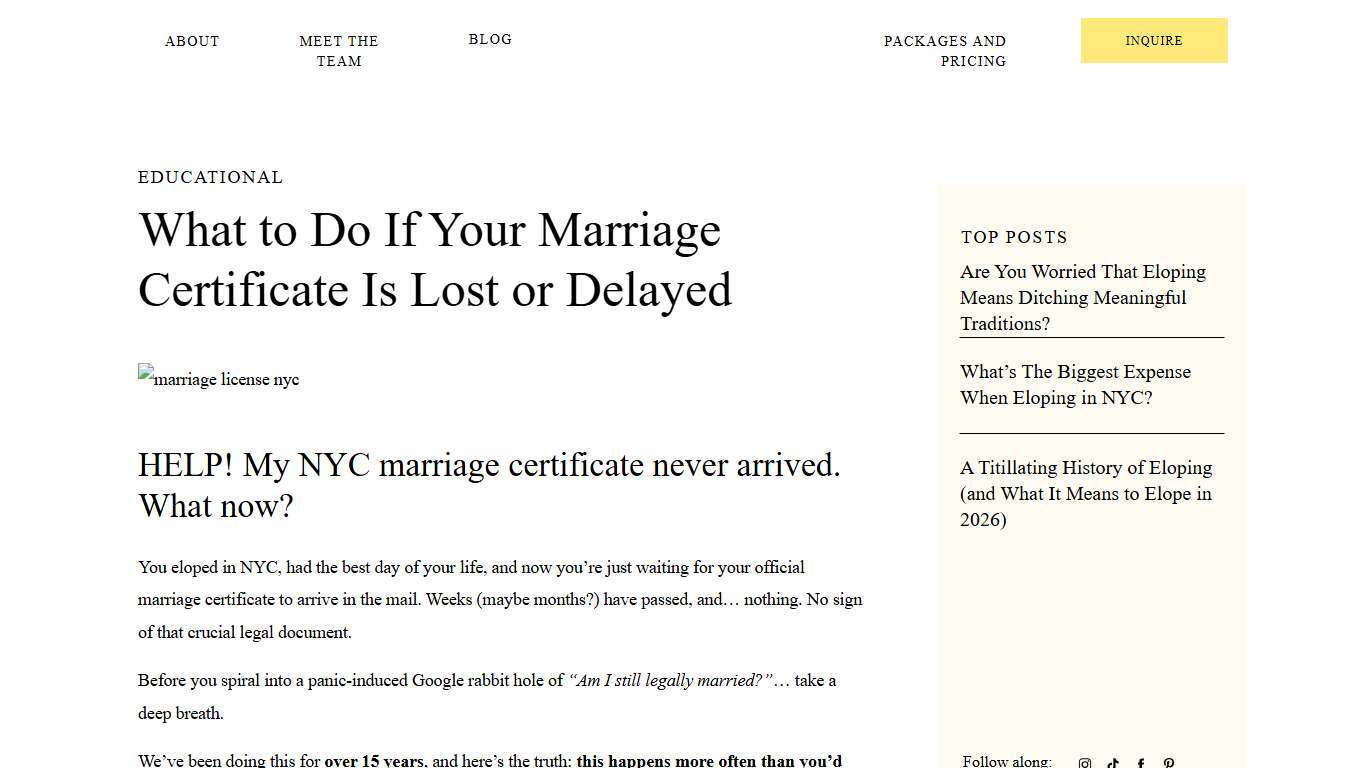What to Do If Your Marriage Certificate Is Lost or Delayed Eloping Is Fun