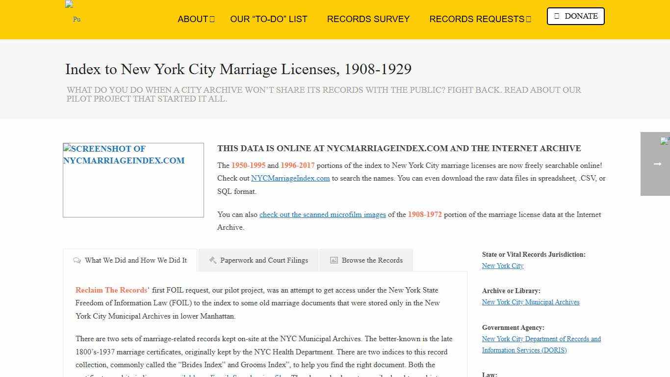 Index to New York City Marriage Licenses, 1908-1929 - Reclaim The Records